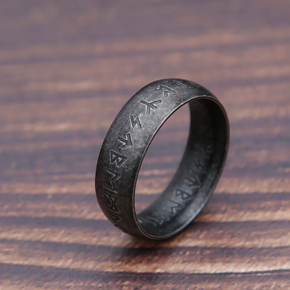 Bague Rune Viking rétro pour hommes et femmes, en acier inoxydable 316L, avec lettres Odin, amulette