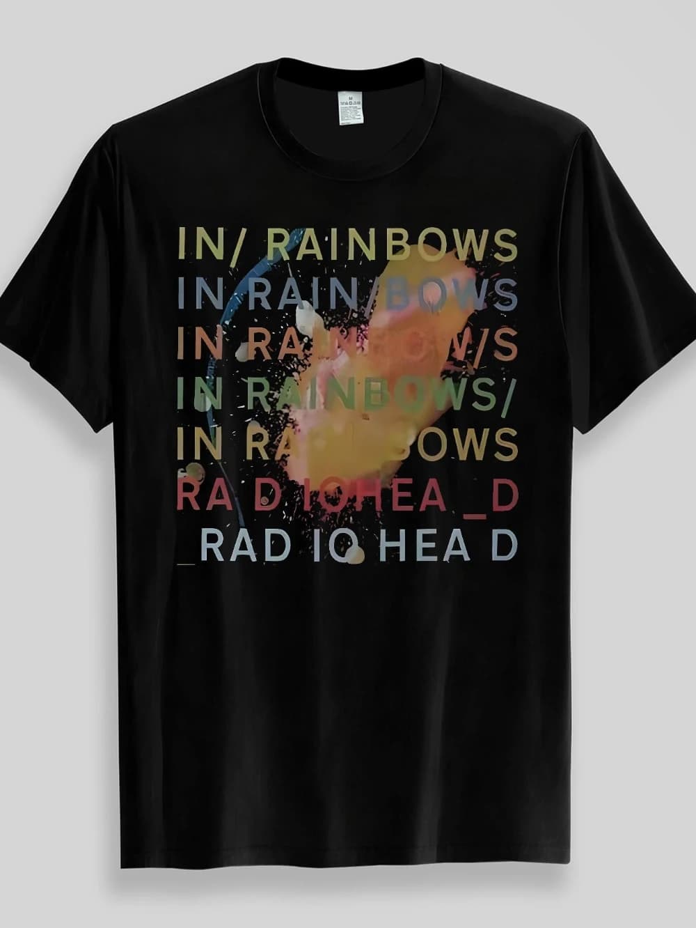 T-shirt graphique à manches courtes pour hommes, Radiohead in Rainbows Rock Album Art, pour l'été, u