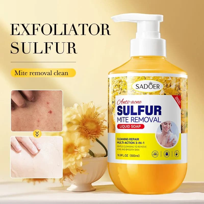 500ml nettoyage en profondeur élimination des acariens au soufre lavage du corps contrôle de l'huile