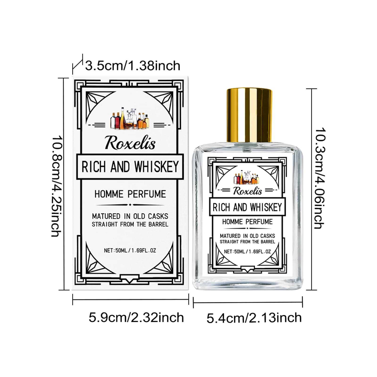 ROXELIS 50 ml de parfum riche et au whisky pour homme, parfum longue durée, améliore le charme perso