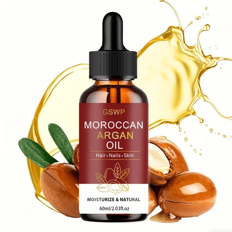 Huile d'Argan Marocaine GSWP, adaptée aux cheveux, aux ongles et à la peau, hydrate les cheveux, s'a