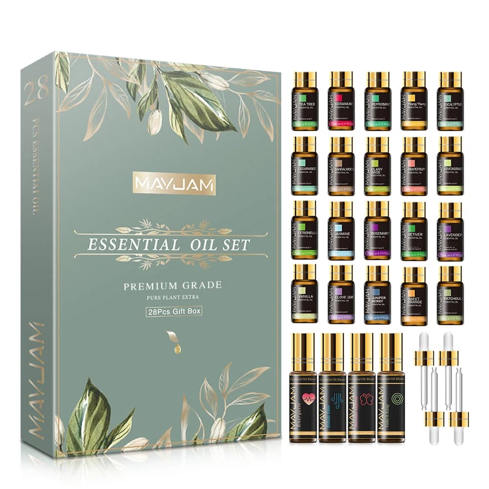 MAYJAM – Kit d'huiles essentielles, 28 pièces/ensemble, coffret cadeau pour humidificateur, diffuseu