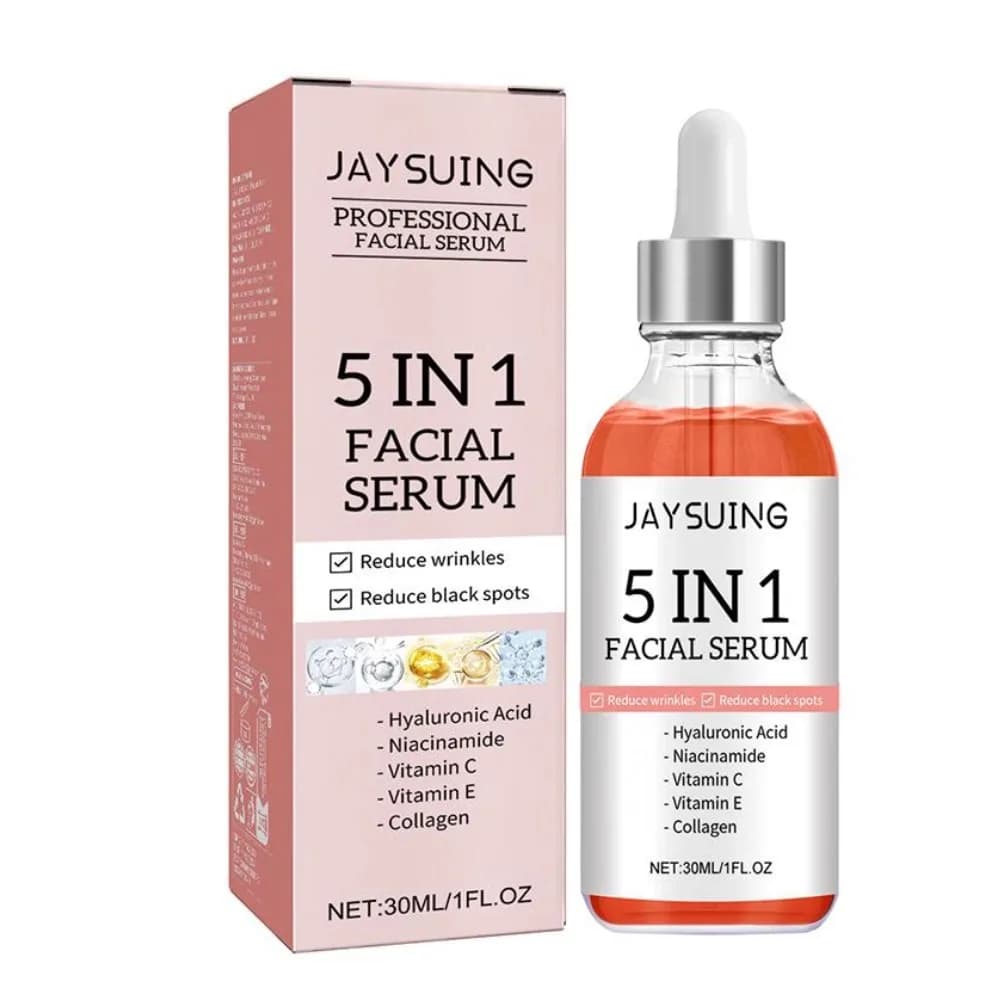 Sérum pour le visage raffermissant 5 en 1, estompe les ridules, hydratant, éclaircissant, vitamine C