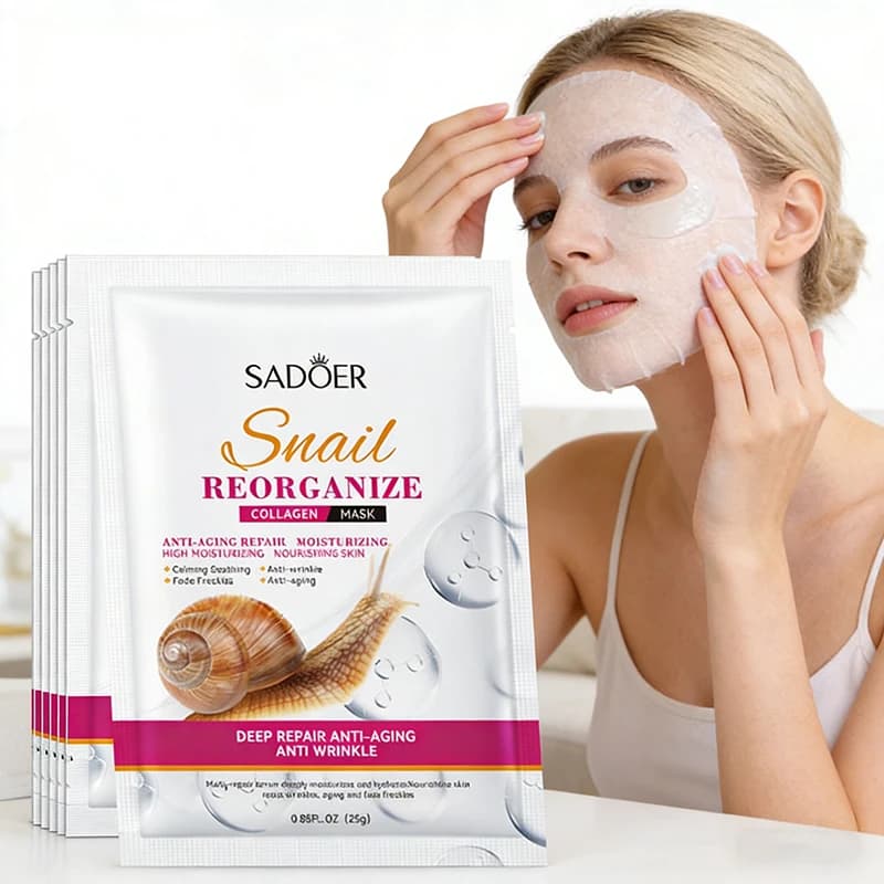 5 pièces SADOER escargot collagène masque Facial raffermissant hydratant éclaircissant hydratant mas