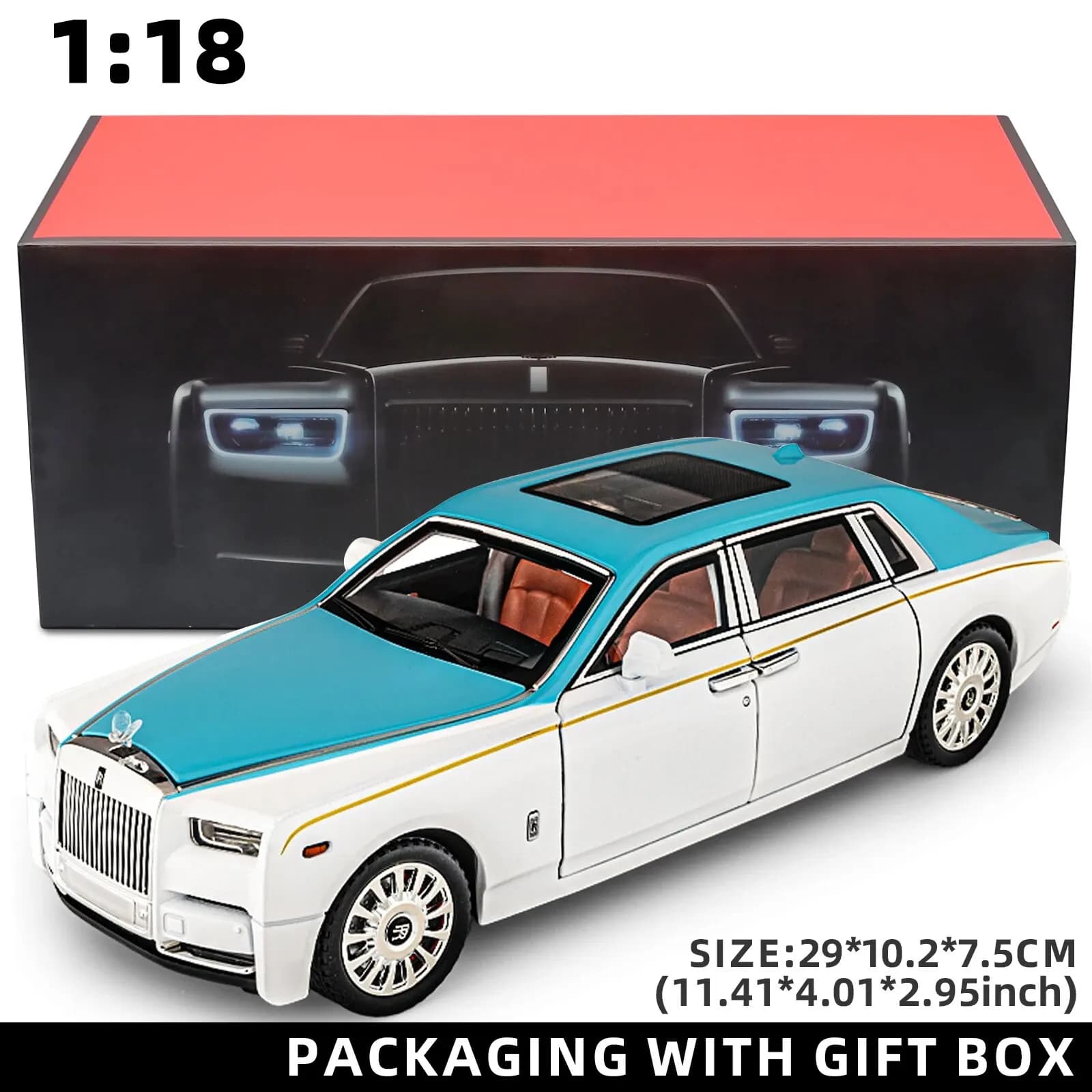 Rolls-Royce Phantom-Voiture l'inventaire 1:18, jouet moulé sous pression en alliage de zinc avec son