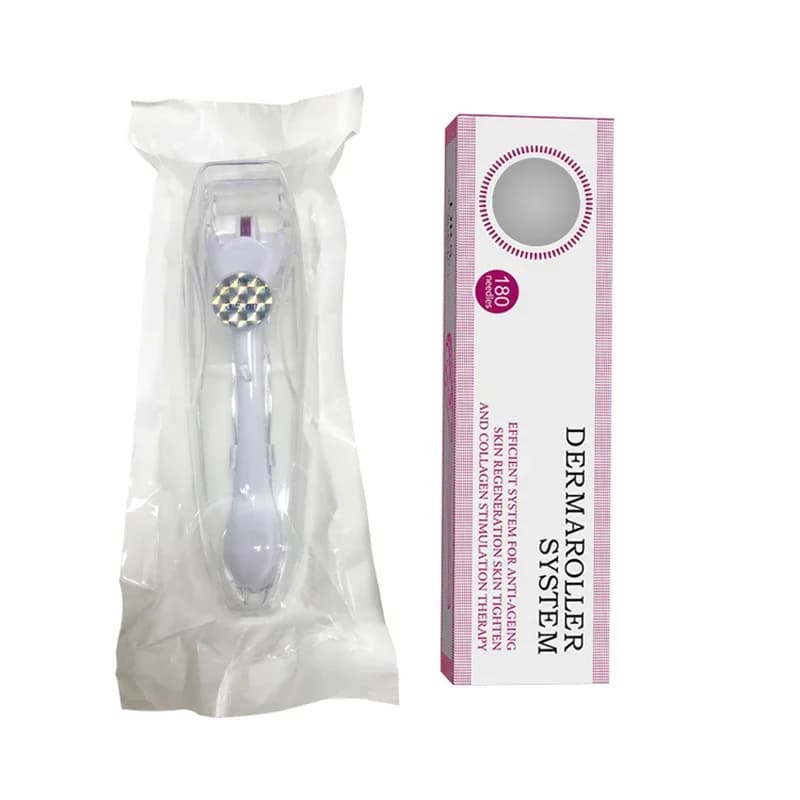 Rouleau Derma 180 aiguilles pour le soin du visage et du corps, la croissance des cheveux, la barbe,