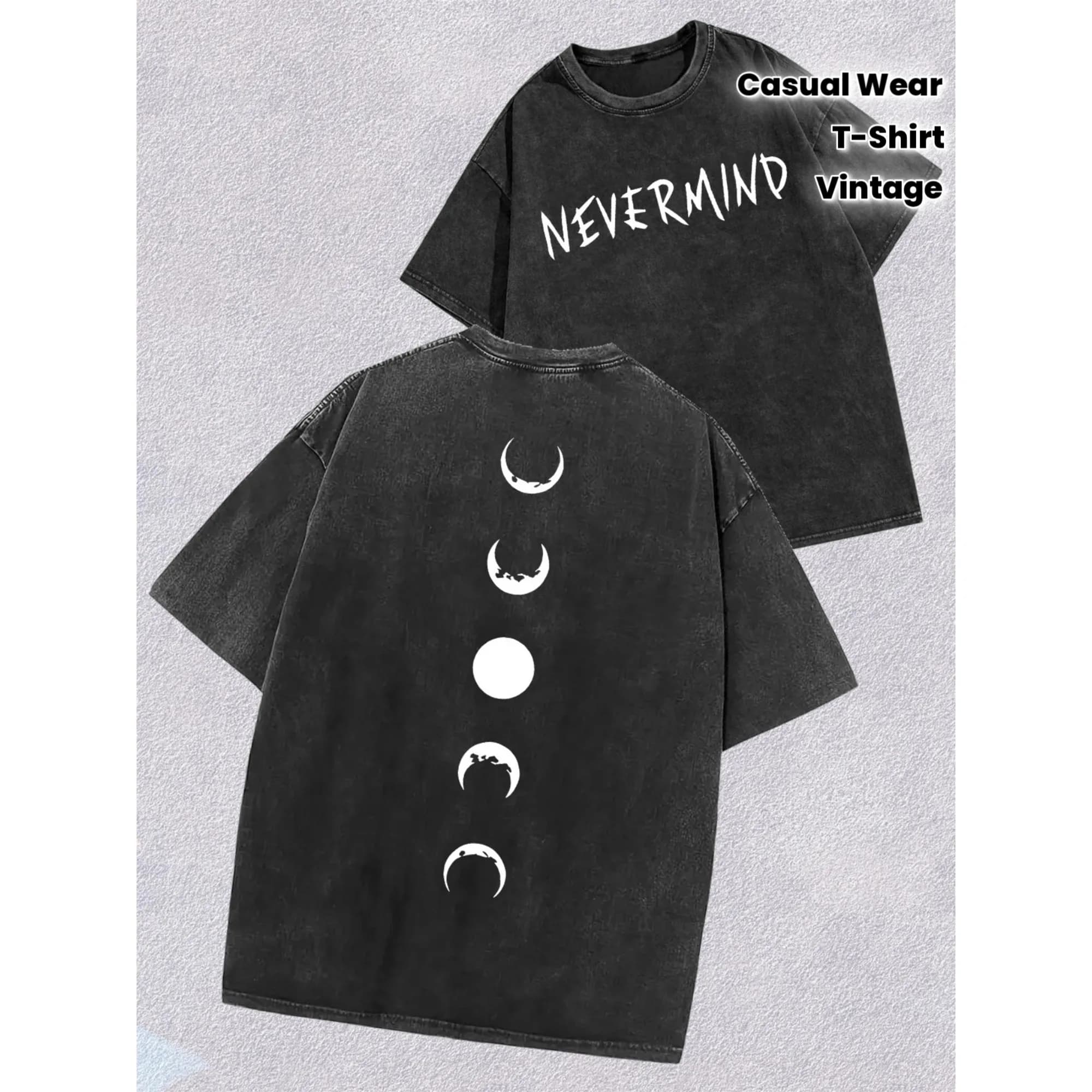 T-shirt imprimé rétro pour femme - Haut ample style streetwear - Motif ciel étoilé noir et blanc, so