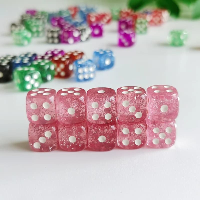 Ensemble de 10 pièces rouleau de dés à paillettes D6 6 faces 12mm dés de jeu de Casino D6 Mini dés d
