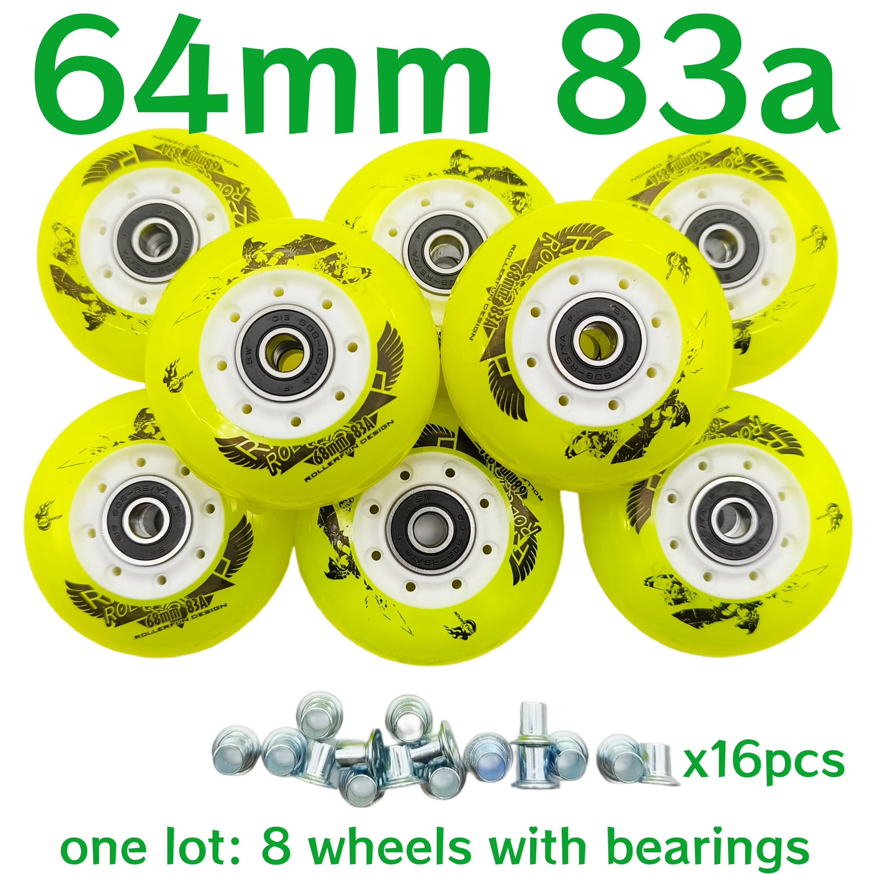 Roue de patin à roues alignées pour enfants, 8 roues par lot, 64mm, 68mm, 72mm, 83a
