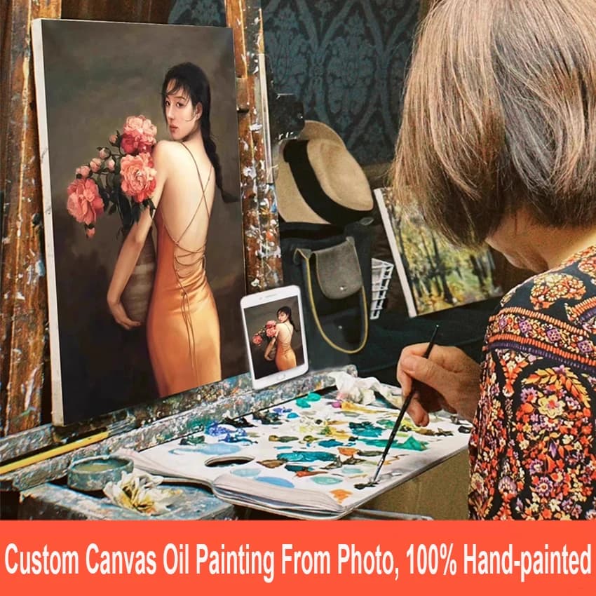Photo personnalisée 100% faite à la main, vos photos sur toile, tableau d'art personnalisé, peinture