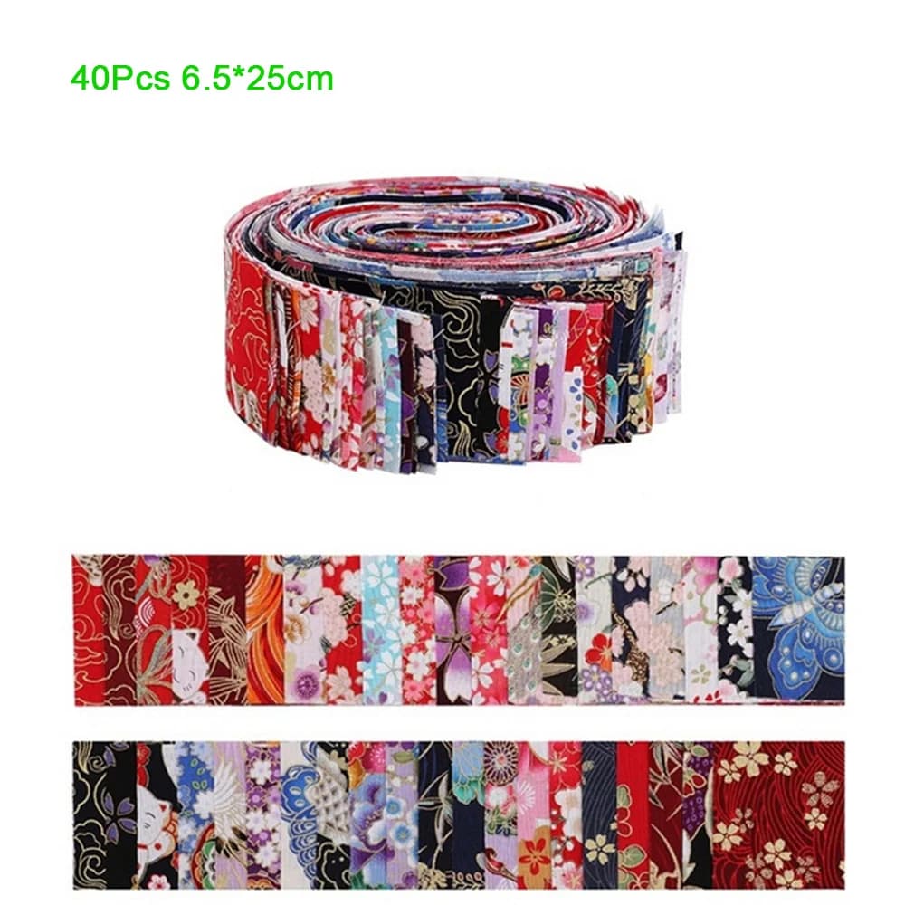 Rouleau de gelée japonaise, 40 pièces, bandes de tissu en coton, matériau matelassé, tissu artisanal