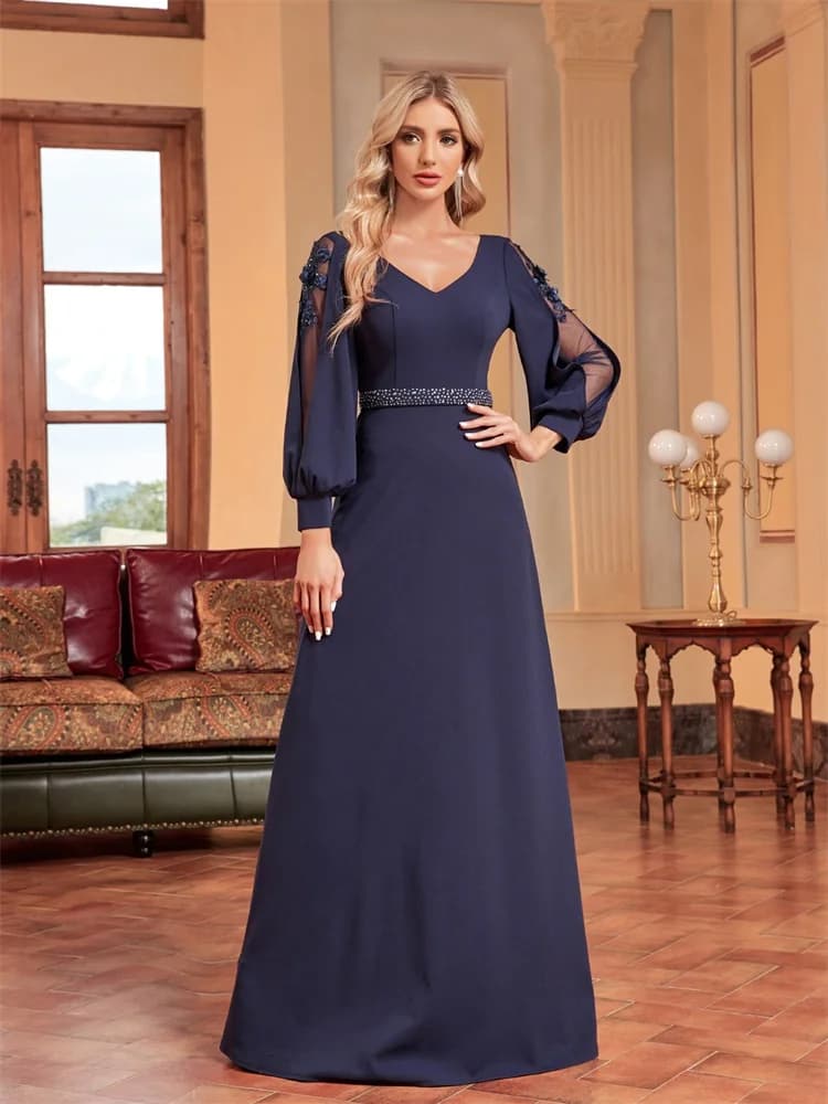Lucyinlove grande taille luxe vide manches longues longueur de plancher robes de soirée femmes éléga