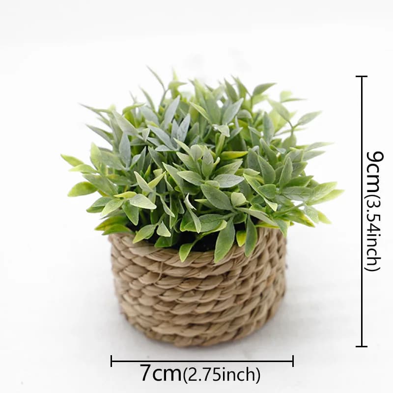 Plante artificielle verte en pot, herbe d'eucalyptus tissée, simulation d'herbe en pot, 11cm, matéri
