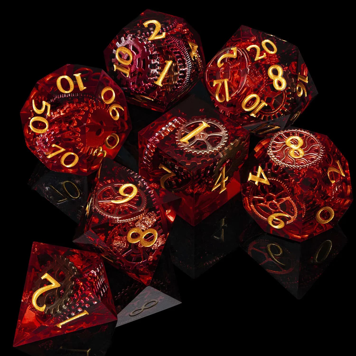 Dés à jouer D&D en résine rouge D20 à bords tranchants pour Dungeons & Dragons, Pathfinder et jeux d
