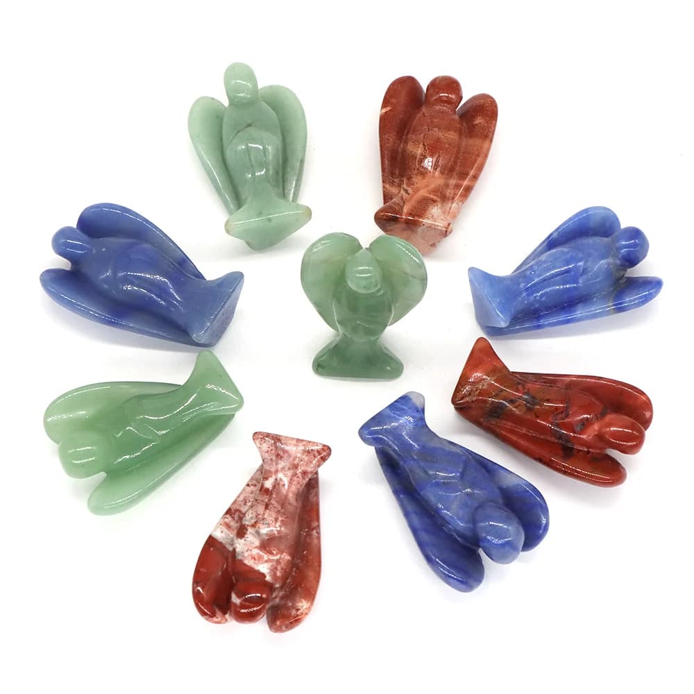 Figurine d'ange gardien de 1.5 pouces, Statue en cristal de guérison naturelle, décoration en pierre