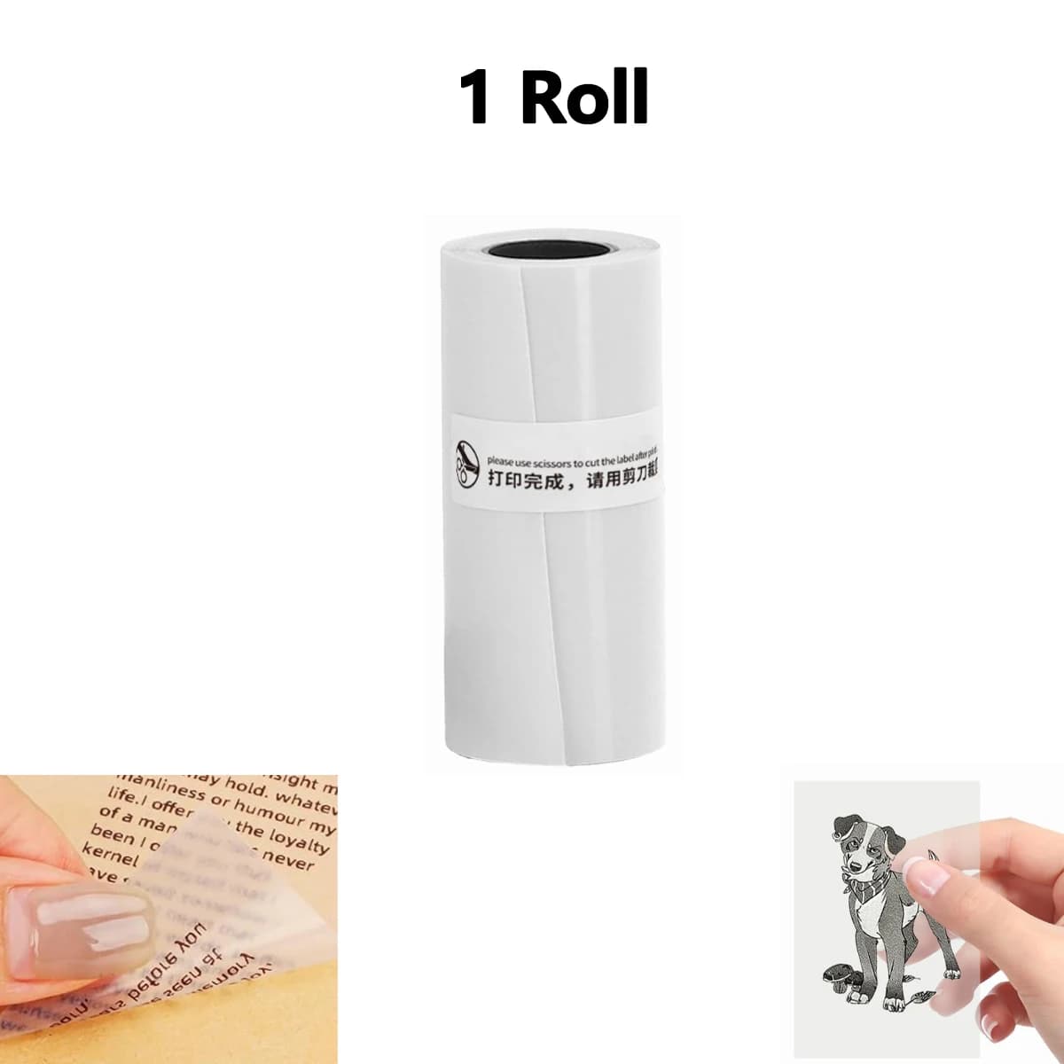 Rouleaux de papier thermique auto-adhésif transparent : 57 mm x 25 mm, compatibles avec la plupart d