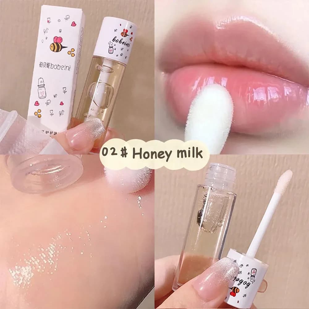 Huile pour les lèvres au lait de pêche, baume pour les lèvres abeille, baume hydratant, huile pour l
