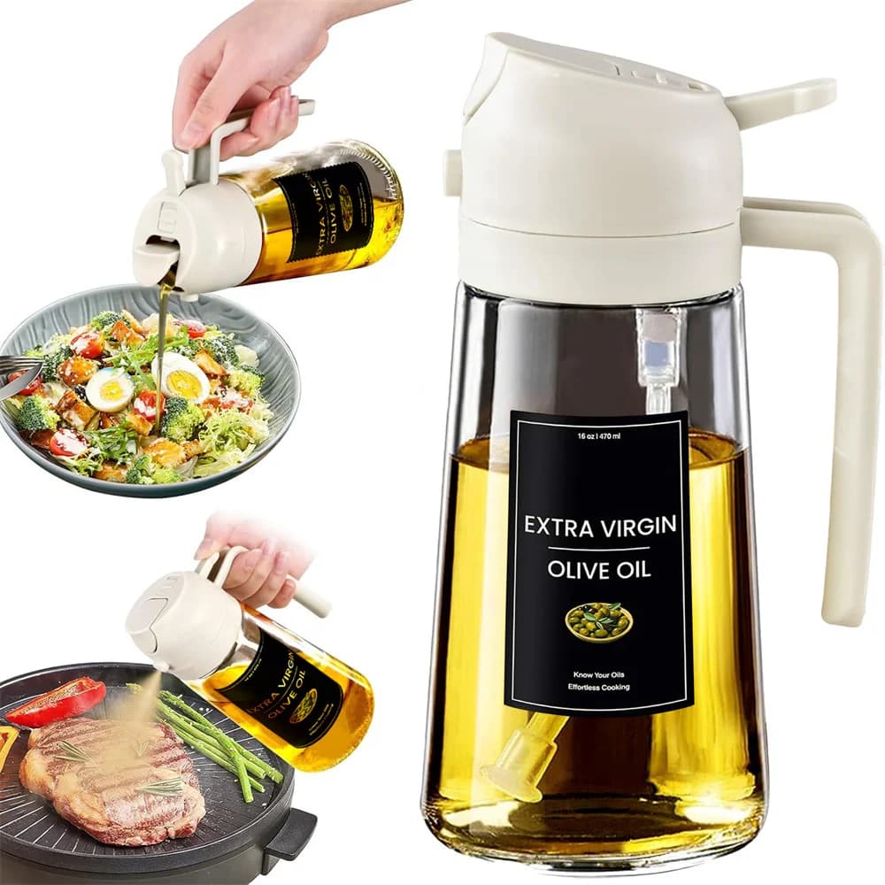 Pulvérisateur d'huile pour la cuisson, bouteille distributrice d'huile d'olive 2 en 1 pour la cuisin