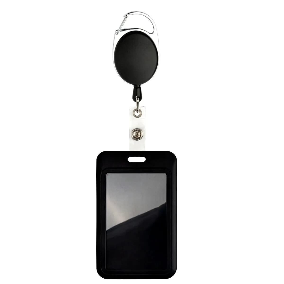Bobine de badge rétractable noire avec porte-badge de carte nominative, bobine de badge médical pour