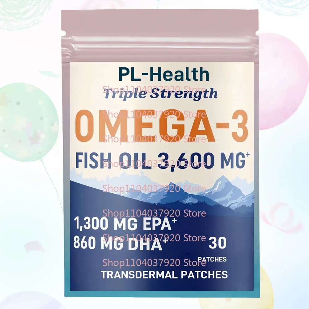 30 Patchs transdermiques d'huile de poisson oméga 3 avec EPA et DHA pour soutenir la santé cardiaque
