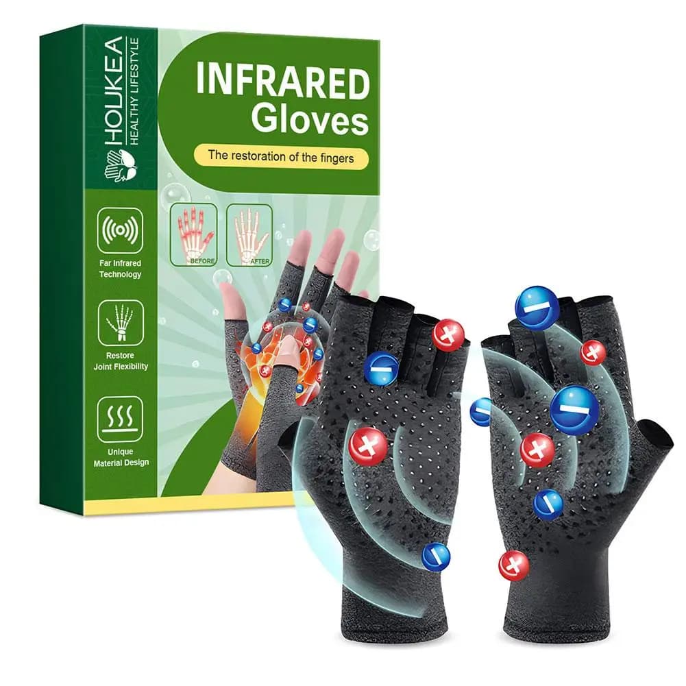 1 paire de gants pour soulager les douleurs articulaires, gants demi-doigts avec support de poignet
