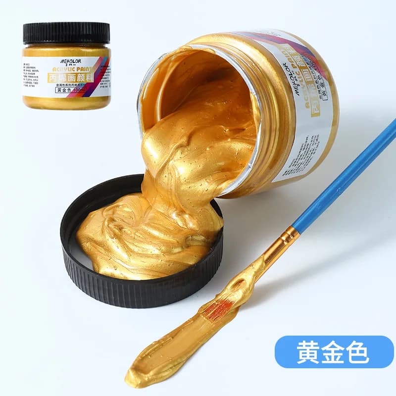 Peinture acrylique nacrée 100 ml, couleurs métalliques or et argent, pigment de peinture imperméable