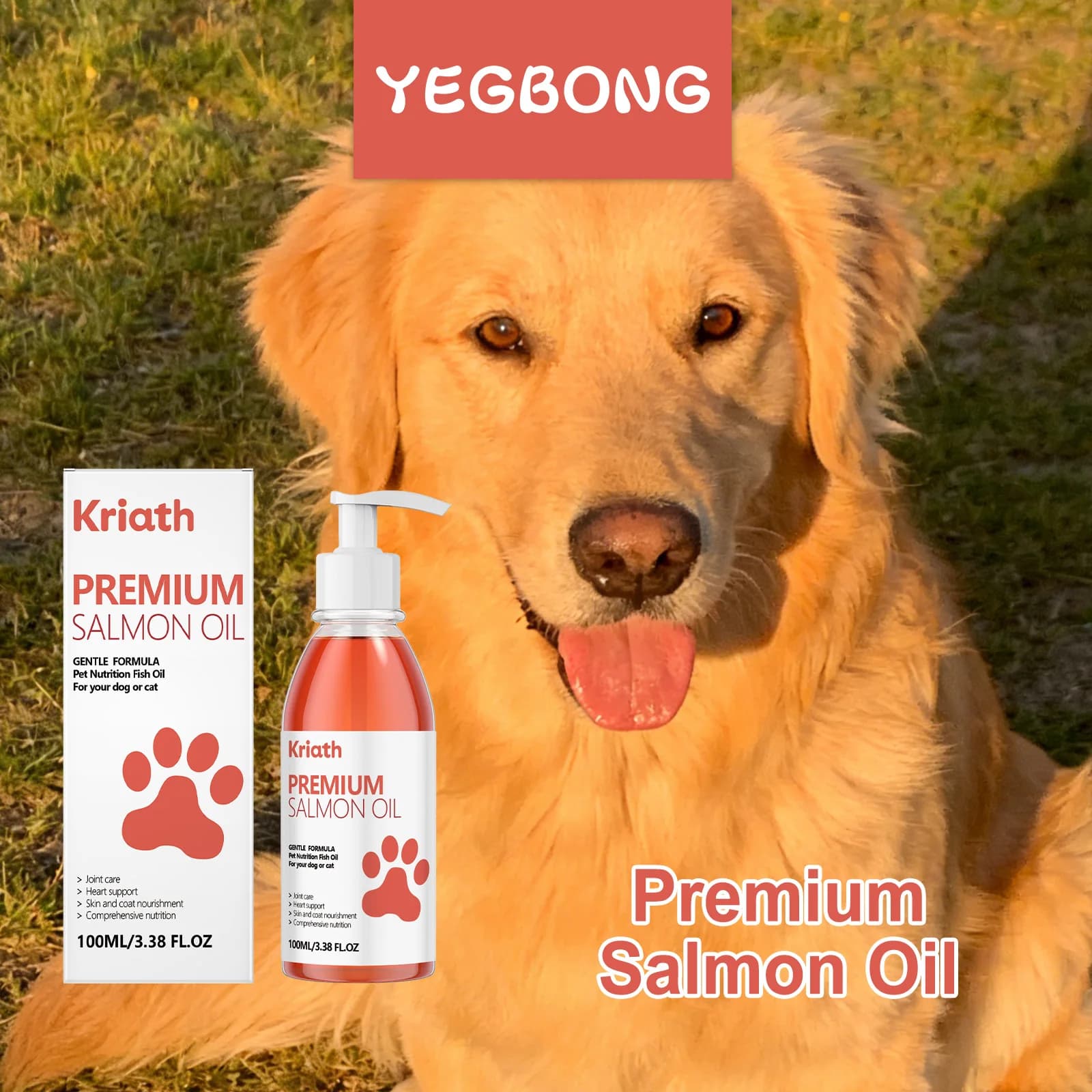 Huile de saumon pour animaux de compagnie Soin doux pour le corps de votre chien, garde le pelage li