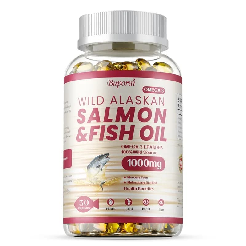 Huile de poisson saumon - Soutient le système cerveau et nerveux, la santé cardiovasculaire et de la