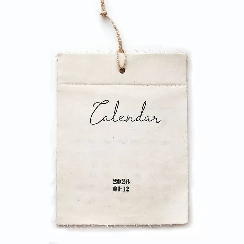 Joli calendrier 2026 créatif en toile avec crochets, décoration murale pour fêtes et festivals, déco