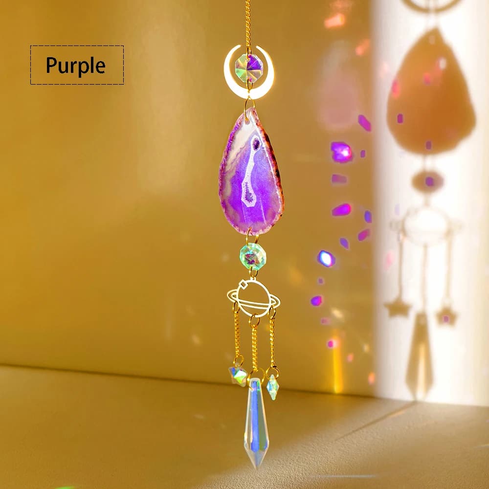Attrape-soleil en Agate avec pierres naturelles, pour fabricant d'arc-en-ciel, attrape-soleil suspen