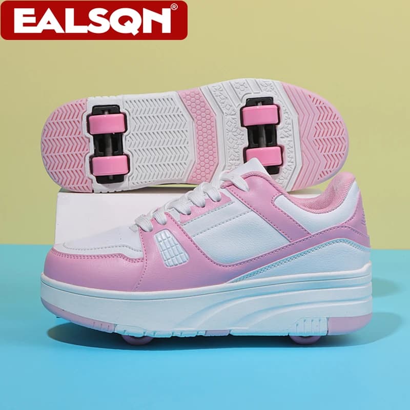 Chaussures de patins à roulettes pour enfants, baskets à roulettes avec roues, chaussures de sport d
