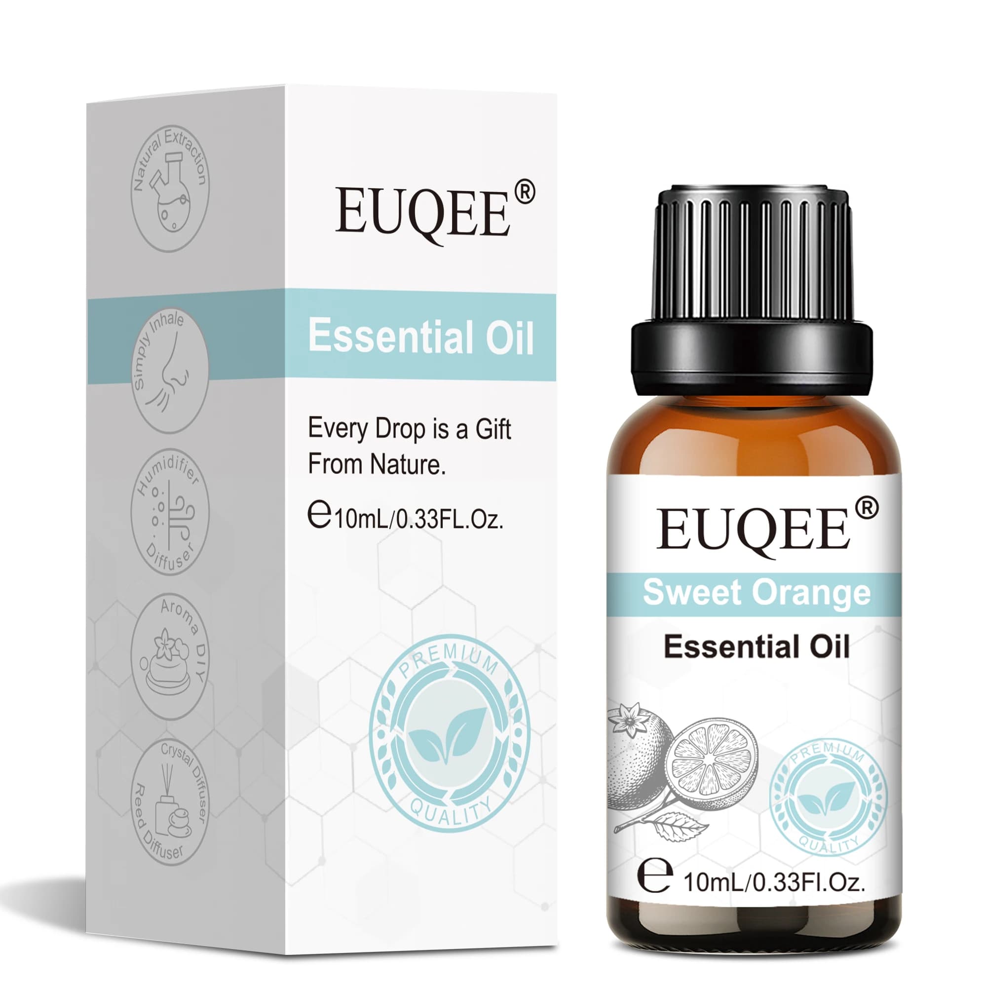 Euqee huile essentielle 10ml extrait de vanille pur huiles d'aromathérapie cannelle bergamote bois d