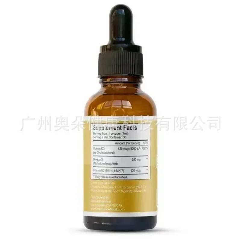 Gouttes liquides de Vitamine D3 K2 – Complément alimentaire naturel pour soutenir la force osseuse, 