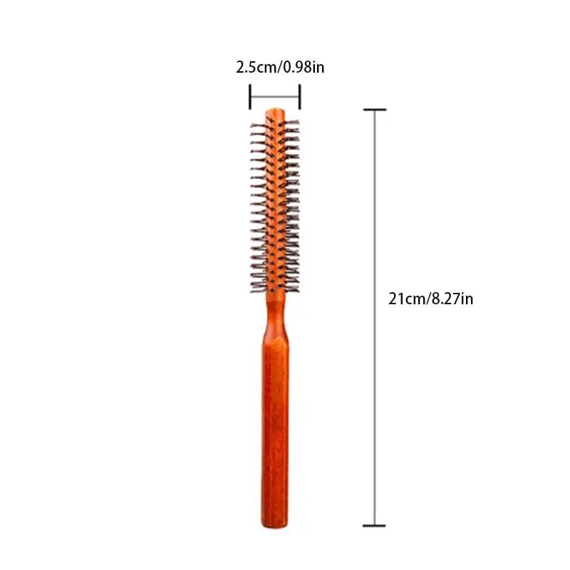 Peigne à cheveux bouclés en bois, brosse roulante en poils de sanglier naturels, baril rond, brosse 