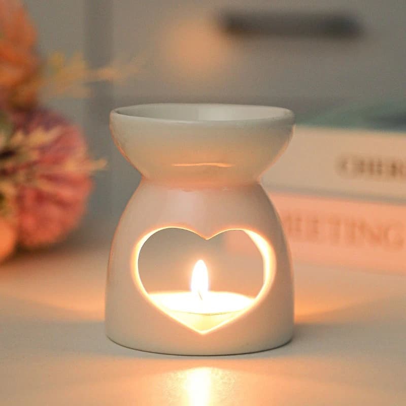 Brûleur d'encens en céramique blanche, bougie d'huile essentielle, diffuseur d'aromathérapie, poêle 