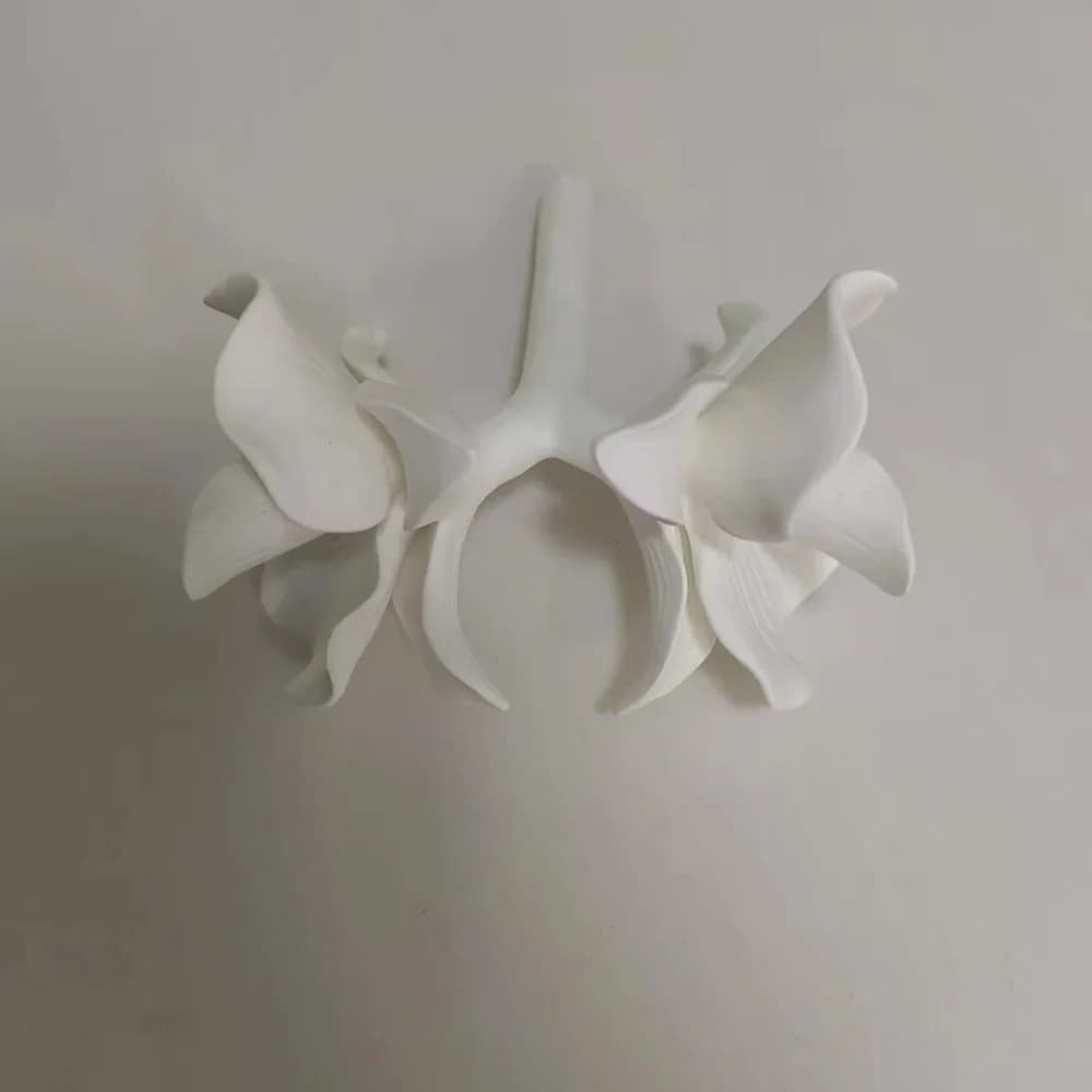 Diffuseur de fleurs d'orchidée en céramique à double tête, fleur en céramique blanche artisanale de 