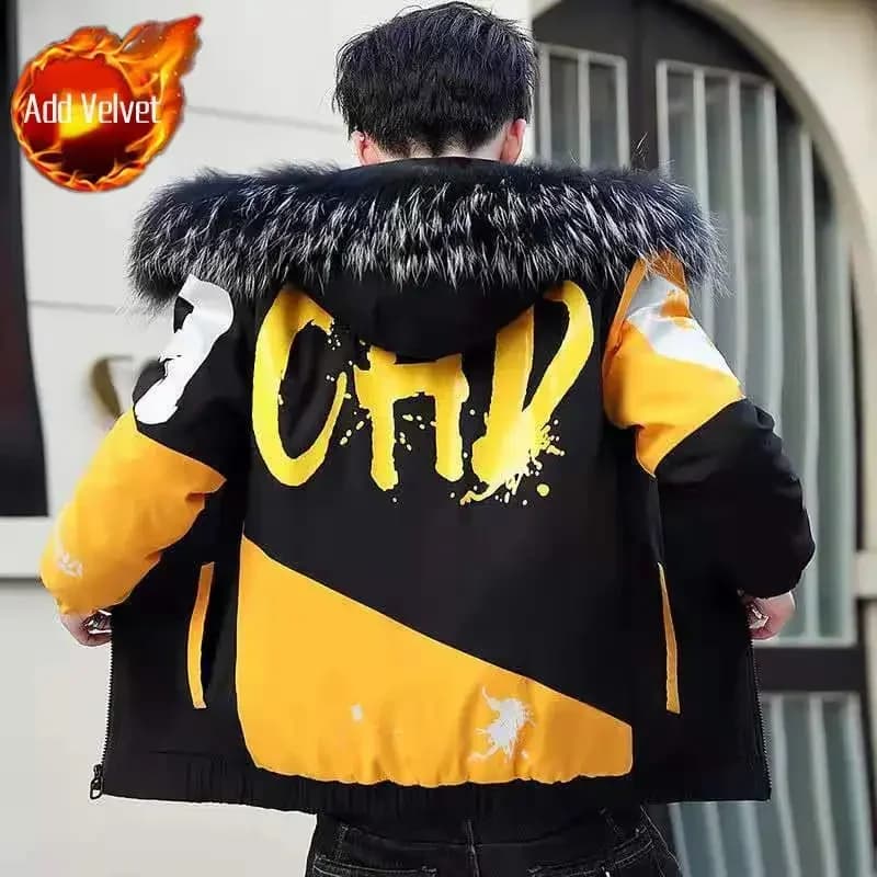 Manteau à capuche rembourré pour hommes, vestes en duvet, parkas avec lettres rembourrées, vêtements