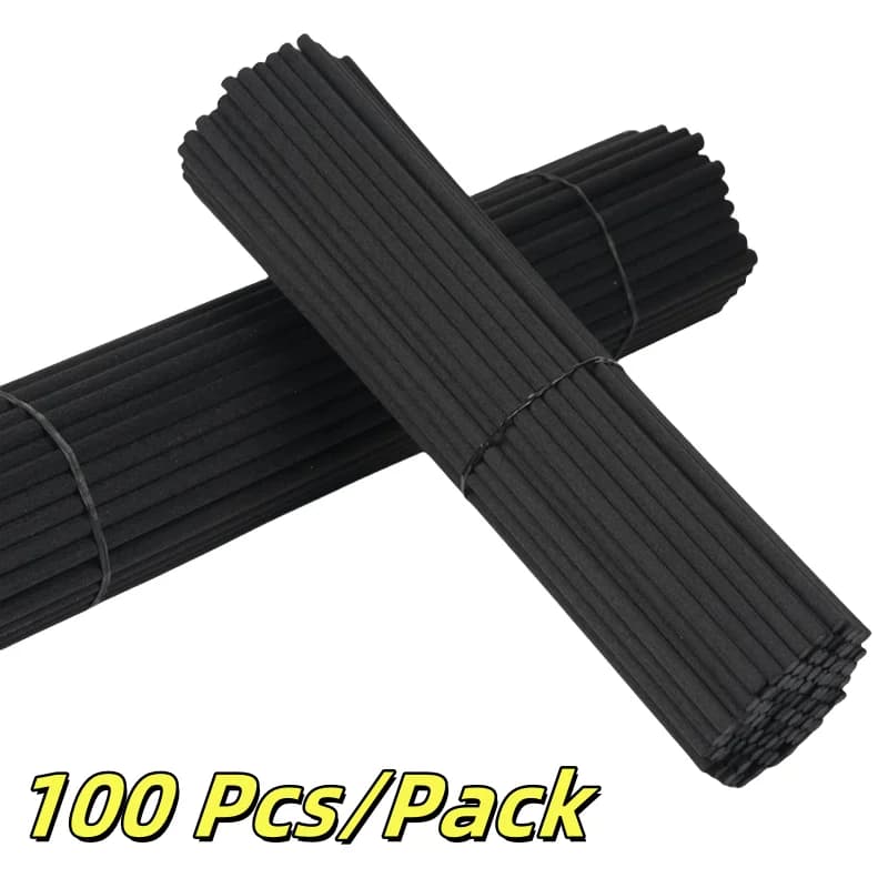 Bâtons de diffuseur épais en Fiber noire, 100 pièces/paquet, 3mm x 20cm, recharge de parfum, bâtons 