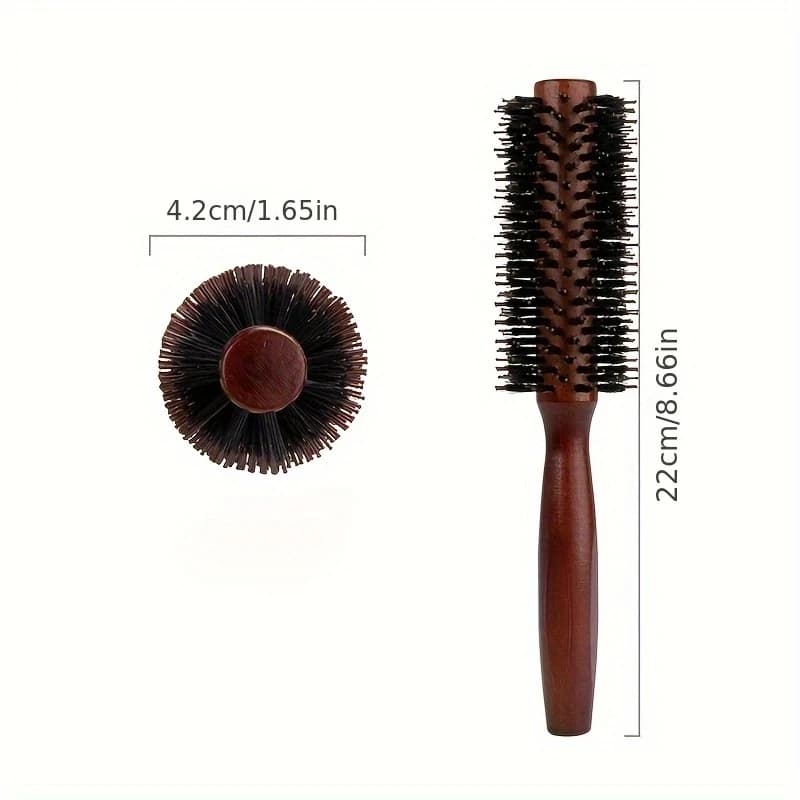 Peigne à cheveux droit en sergé, 3 tailles, brosse roulante en poils de sanglier naturels, baril ron