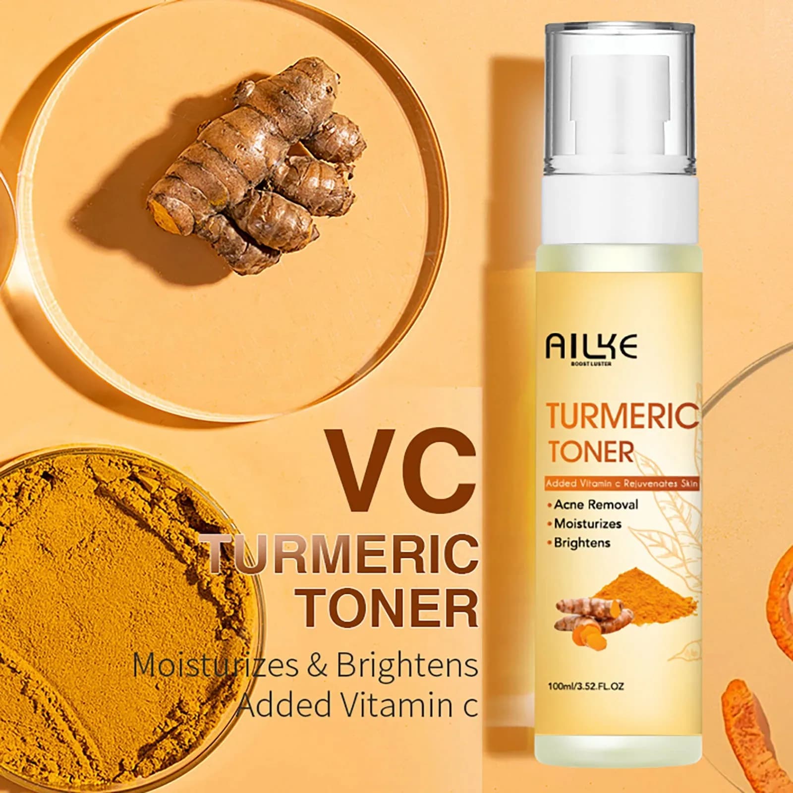 Kit de soins pour la peau au curcuma biologique, éclaircissant, propre, élimine les ténèbres, les ta