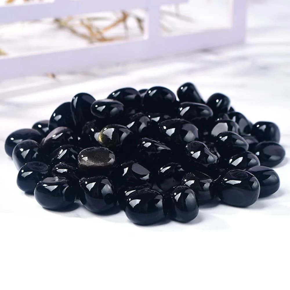 Pierres de quartz d'obsidienne noire naturelle, cristaux de roche bruts, énergie de guérison métaphy