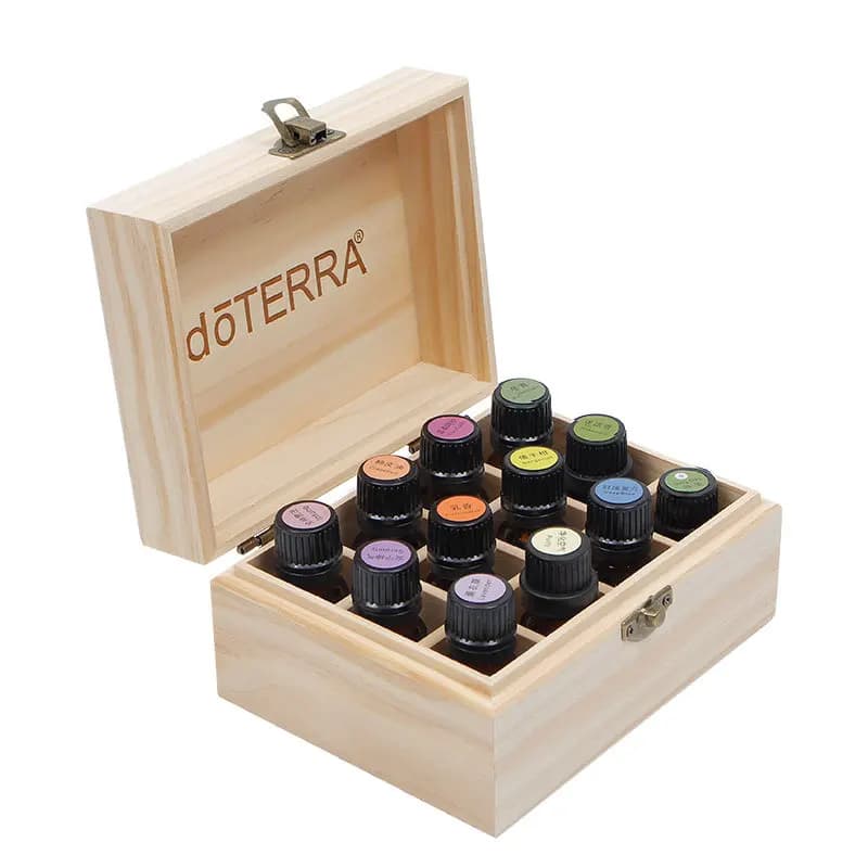 Pour DoTERRA boîte de rangement d'huiles essentielles en bois boîte de rangement à 12 compartiments