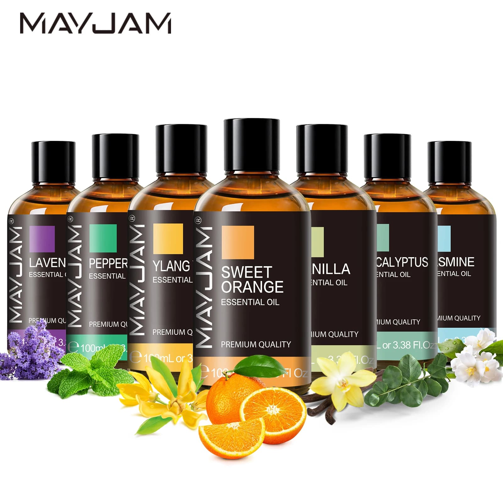 MAYJAM 3.38fl.oz huile essentielle pour diffuseurs de roseaux Orange douce lavande jasmin Eucalyptus
