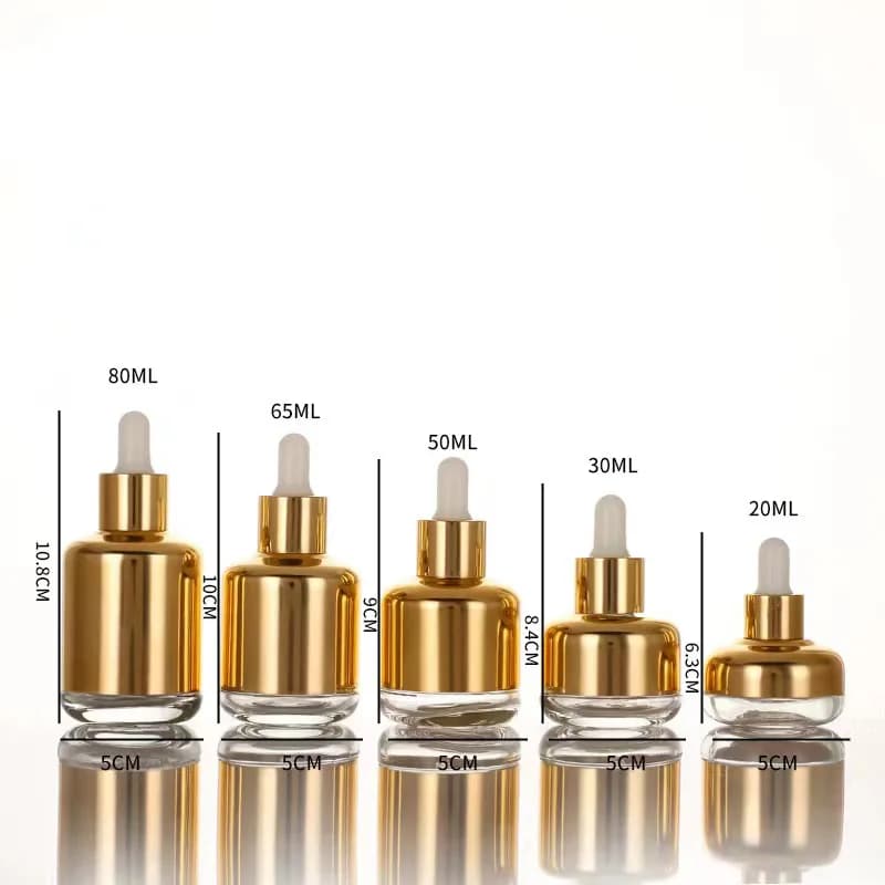 Flacon compte-gouttes 20ML-60ML or argent liquide d'aromathérapie pour récipient cosmétique essentie