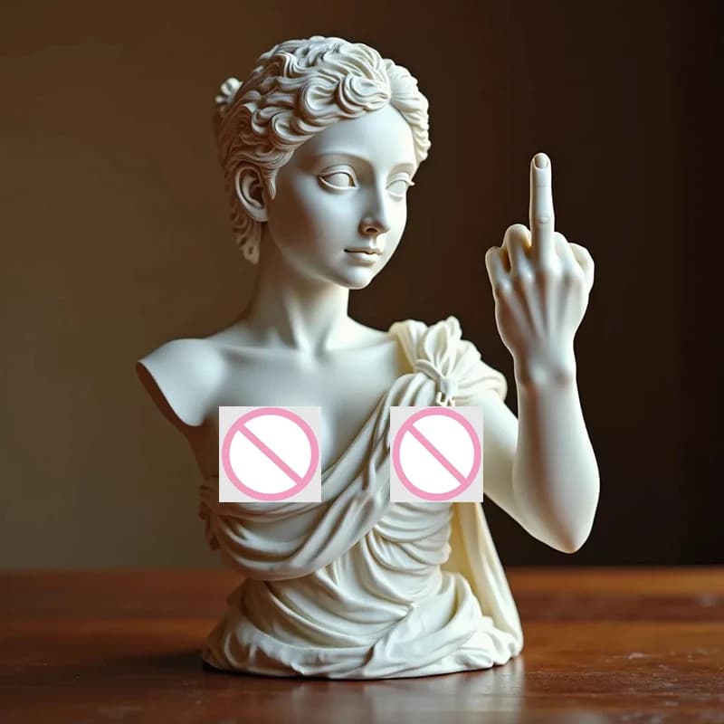 Statue de vénus drôle avec doigt du milieu de la déesse, ornement Miniature en résine, décoration de