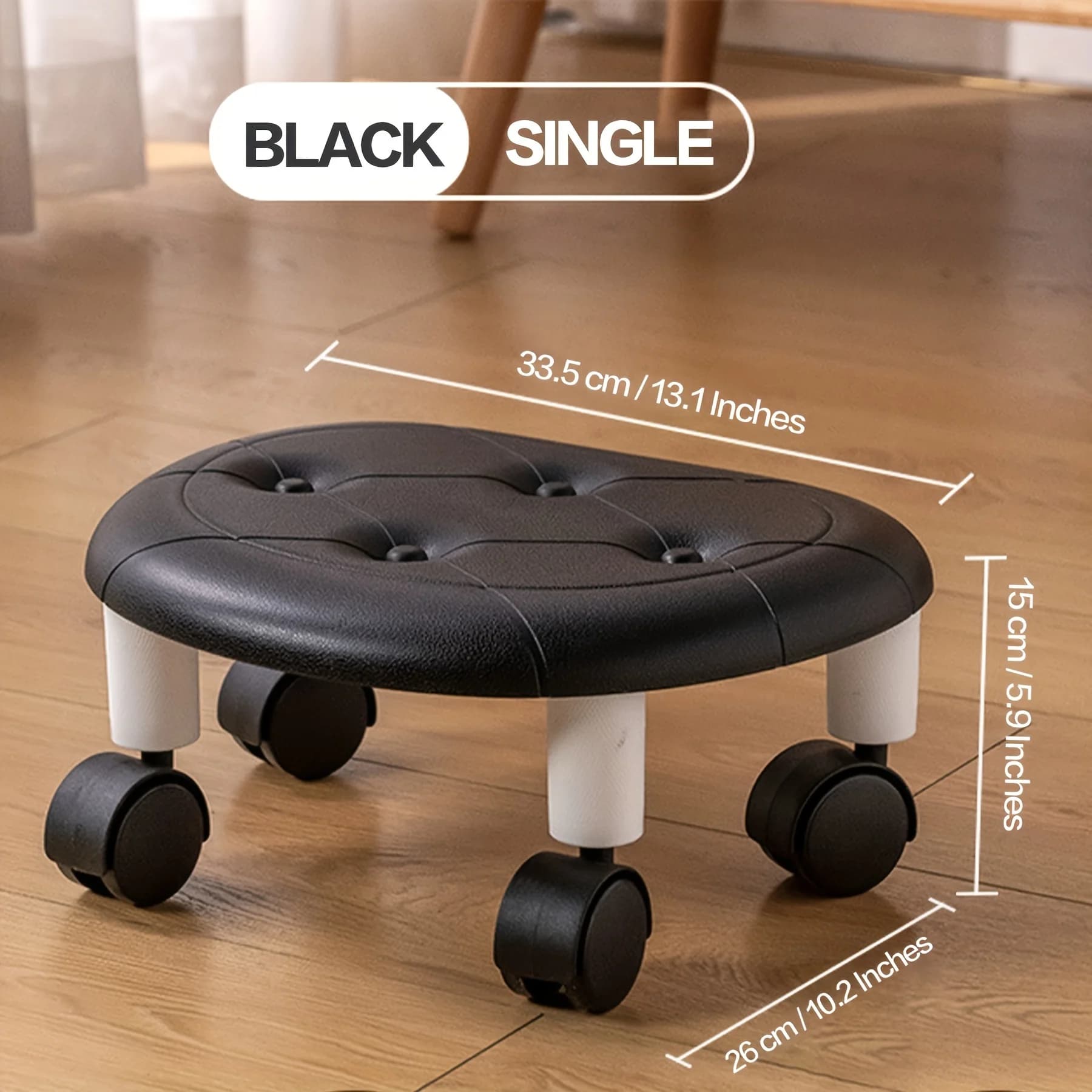 Tabouret roulant à roulettes - Repose-pieds élégant et durable en plastique blanc, bleu foncé ou noi