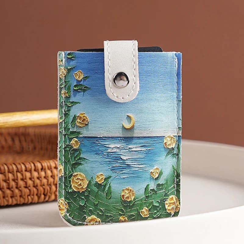 Porte-cartes unisexe multi-motifs de style peinture à l'huile artistique, étui pour cartes mince en 