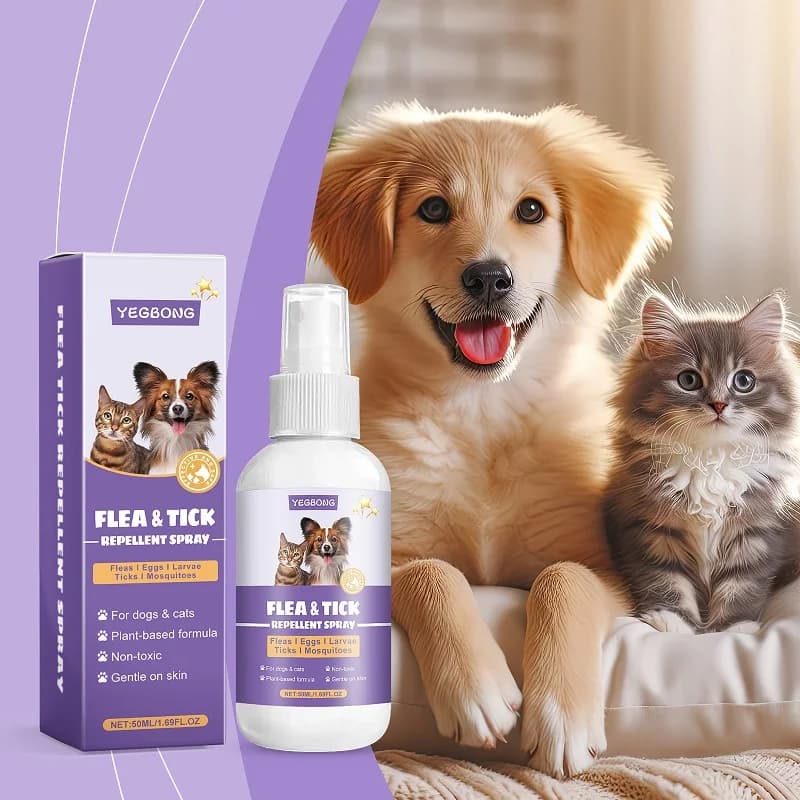 Spray de tir répulsif contre les pouces et les acariens pour animaux de compagnie, avec ingrédients 