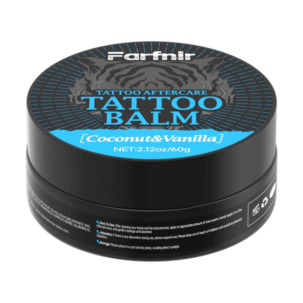 Baume pour tatouages de 2,12 oz/60 g, au parfum de noix de coco et de vanille, hydrate, maintient la