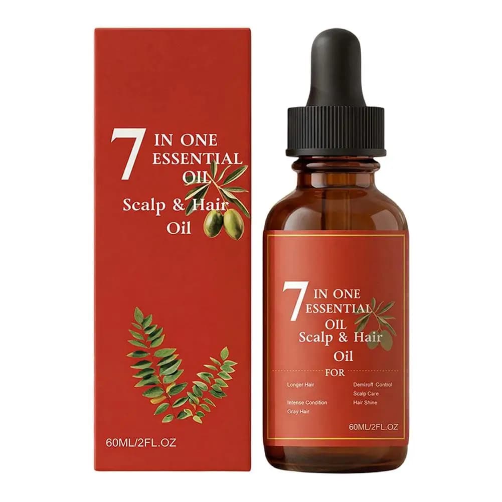 1-5X 60ml Huile essentielle 7-en-1 pour le cuir chevelu et les cheveux – Traitement nourrissant pour